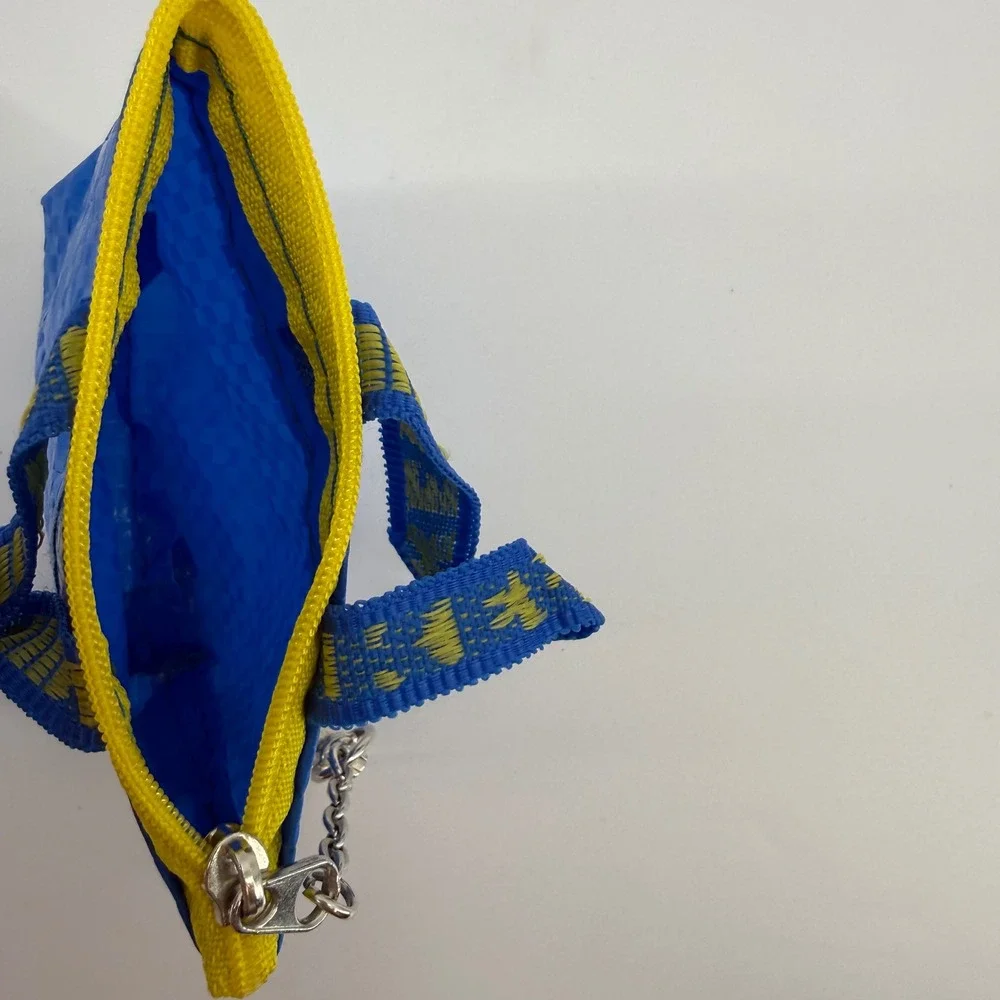 IKEA Small Blue Bag Keychain Mini Pouch‎ Coin Purse Zippered Accessory